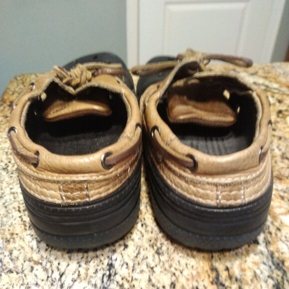 Crocs Islander Sport Pitcrew Black Brown Leather Sandals Lace up Size M6/W8 - Picture 8 of 12